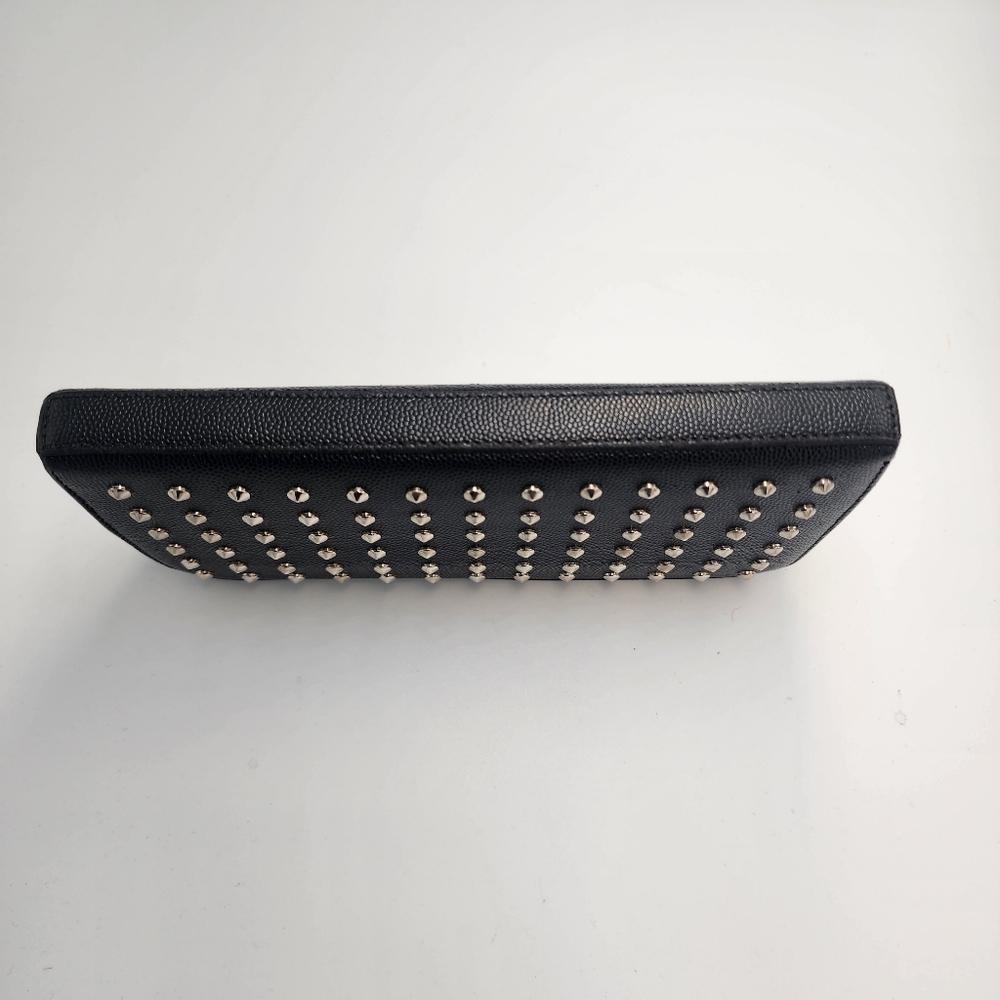 SAINT LAURENT Black Studded Zip-around Wallet With Original Bag & Box - Picture 9 of 11